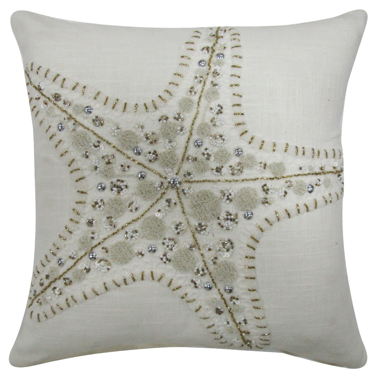 Nautical Starfish Embroidery Square Throw Pillow