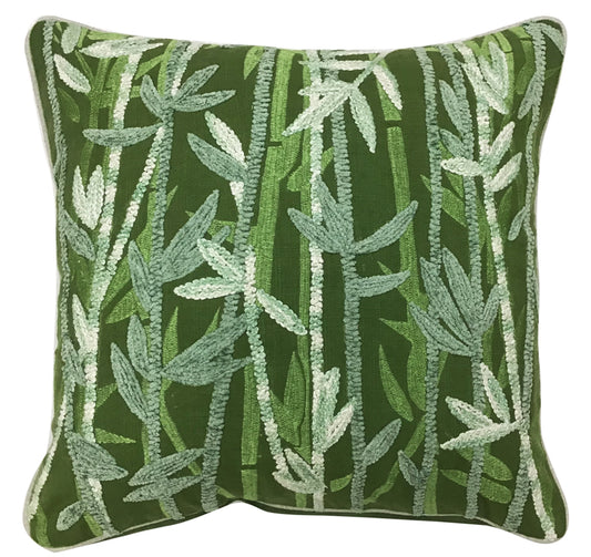 Tropical Vine Forest Embroidery Square Throw Pillow