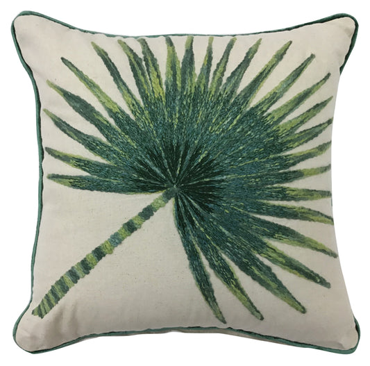 Tropical Wildflower Embroidery Square Throw Pillow