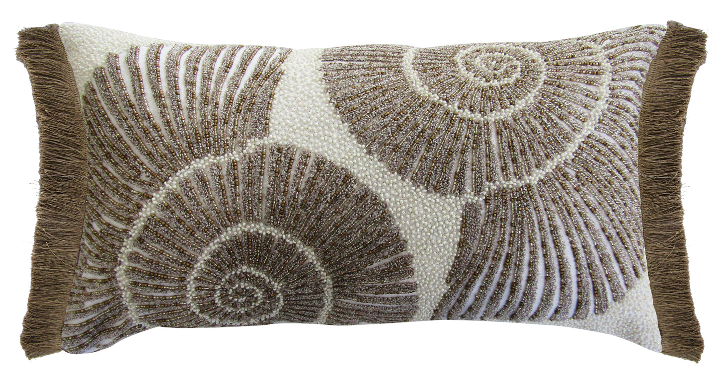 Nautical Shells Embroidery Rectangle Throw Pillow