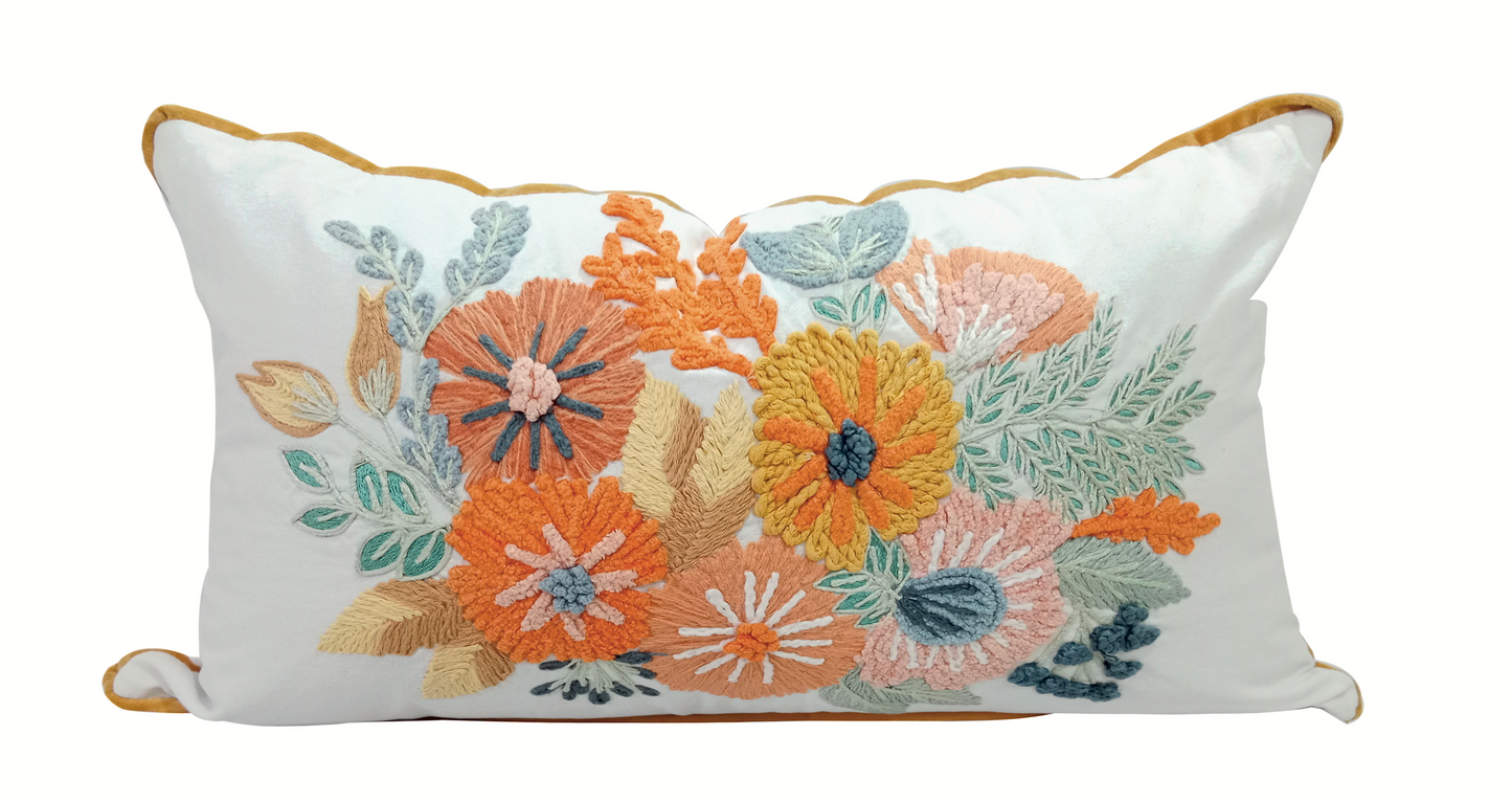 Everyday Floral Multicolor Daisies Rectangle Throw Pillow